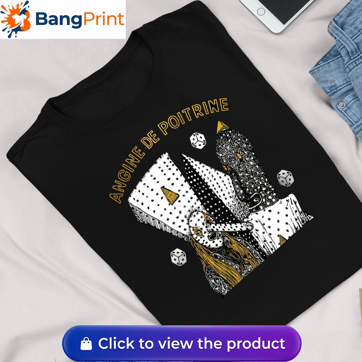 Black Angine De Poitrine Graphic T-Shirt